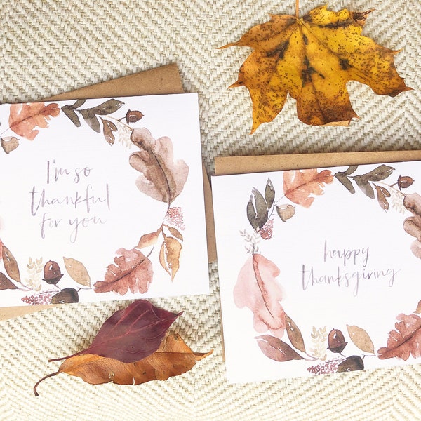 2024 Thanksgiving Card - Fall Notecards - Thanksgiving Cards Set - Thank You Notecards - Fall Watercolor Card - Thankful for You