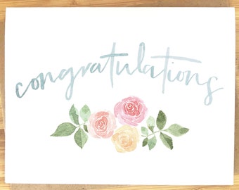 Custom Floral Congratulations Card - Wedding Card - Wedding Congratulations Card - Personalized Wedding Card - Custom Card, Engagement Card