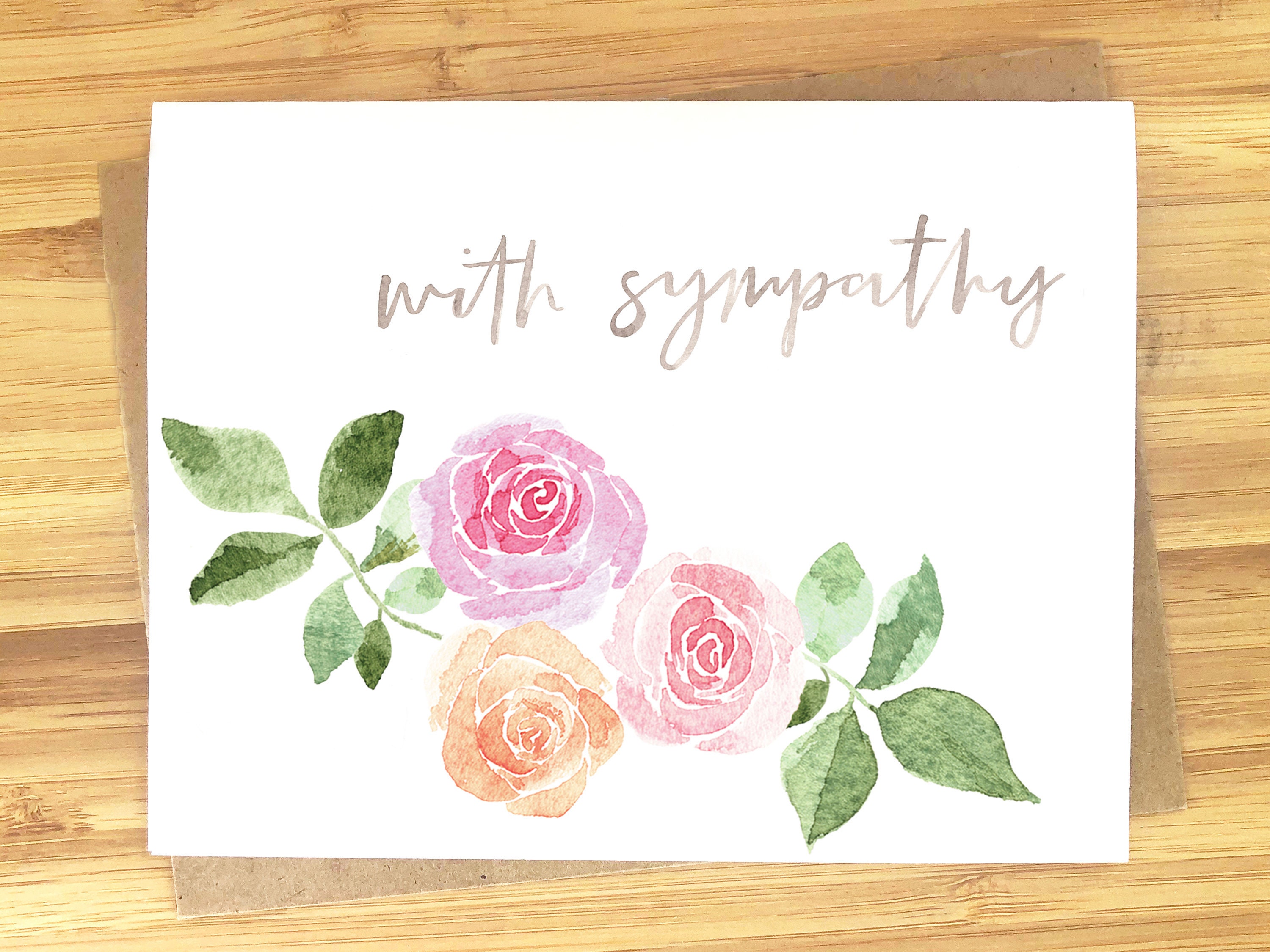 Sympathy Card - Condolence Card - Watercolor Floral Card - With Sympathy  Greeting Card - Sorry For Your Loss - Bereavement Card Intended For Sorry For Your Loss Card Template
