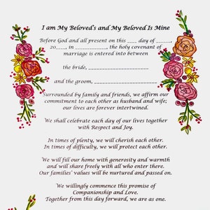 Vow of Marriage Commitment for Bride and Groom