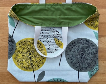 LINED TOTE BAG - Abstract flowers Eye-catching  cotton canvas fabric design with lining.