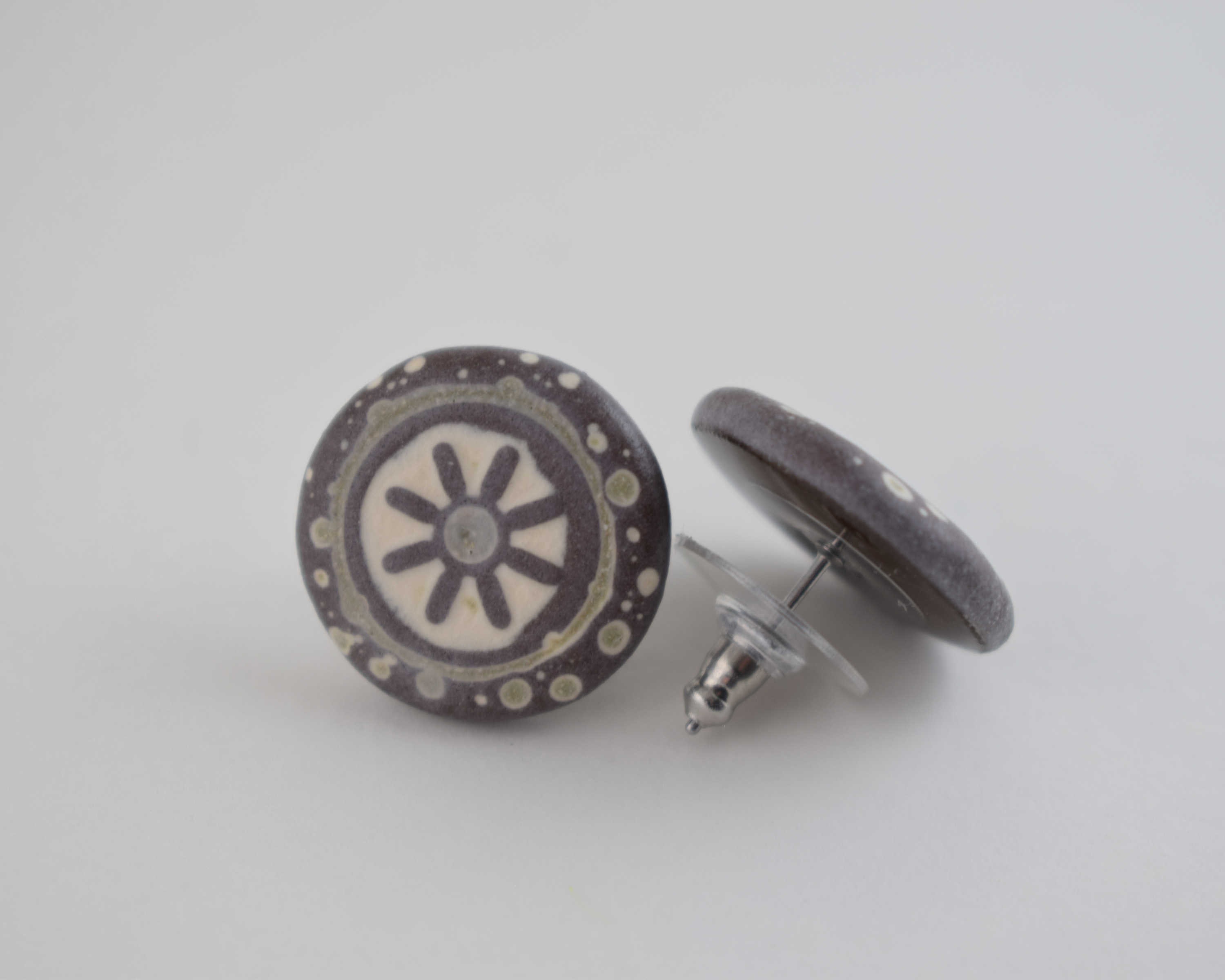 Ceramic Stud Earrings, Round Studs, Ceramics Yewellery, Handmade Earrings Etsy UK