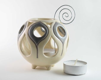 Ceramic tealight candle holder, tealight holder lantern, candle lantern, ceramic luminary