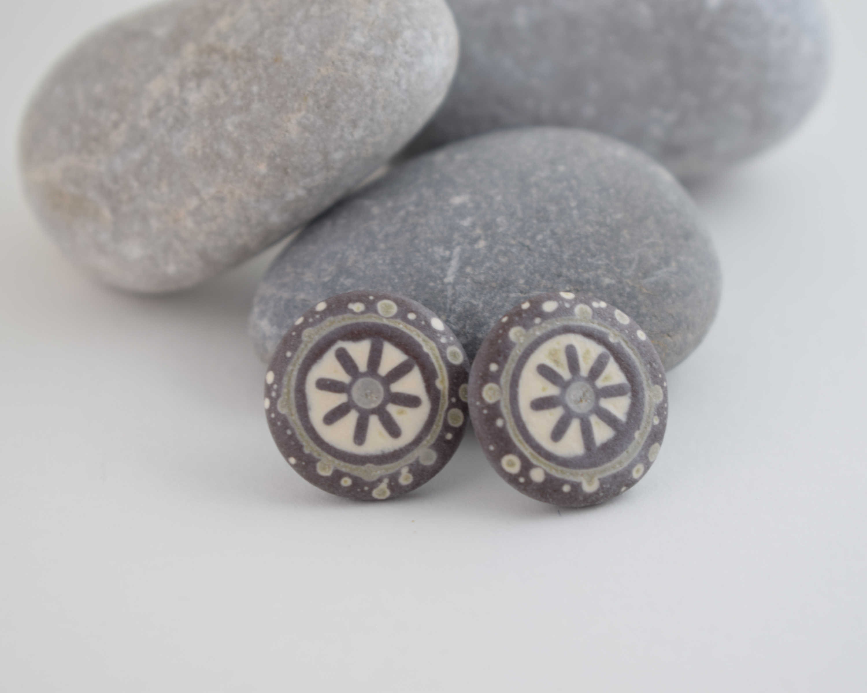 Ceramic Stud Earrings, Round Studs, Ceramics Yewellery, Handmade Earrings Etsy UK