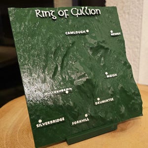 Ring of Gullion Souvenir - 3D-geprinte plaquette met topografische kaart