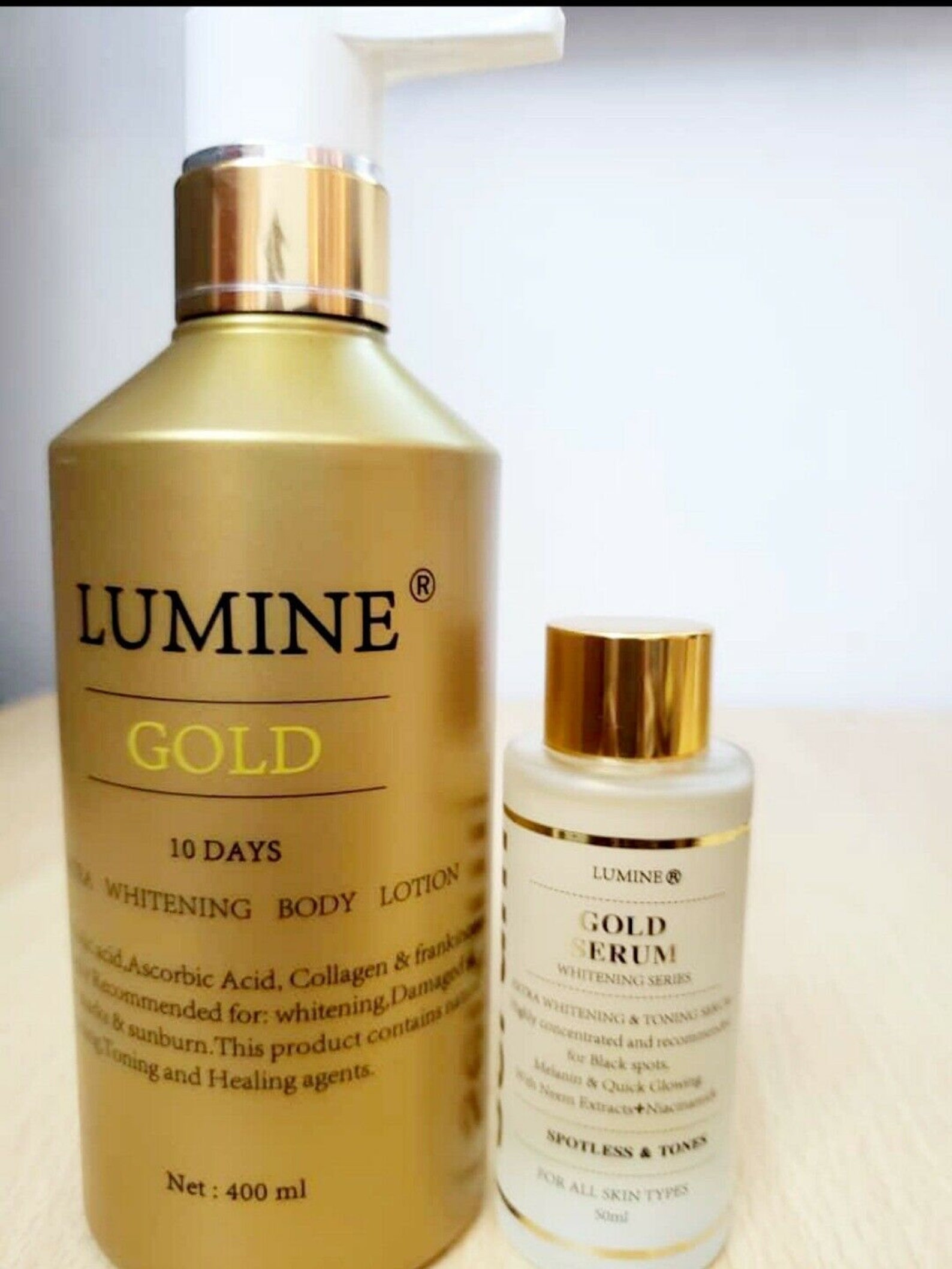 Lumine Gold Extra Whitening Body lotion and Serum Etsy
