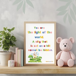 You Are the Light of the World - Matthew 5:14 Digital Print  Christian Wall Art Bible Verse Scripture Printable  God&#39;s word