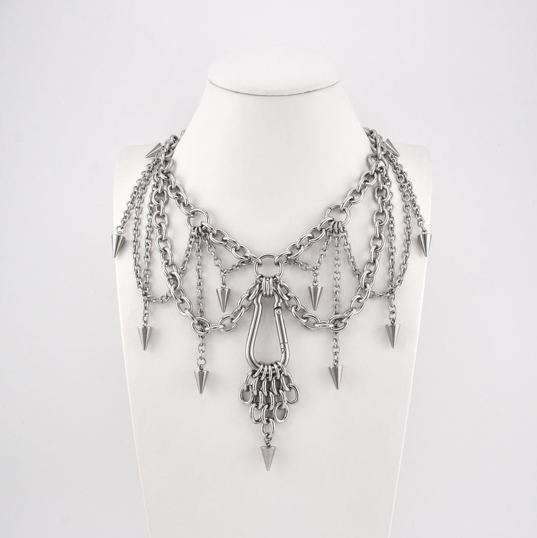 DISASTROUS | Stainless Steel Layered Goth Cable Chain Necklace With ...