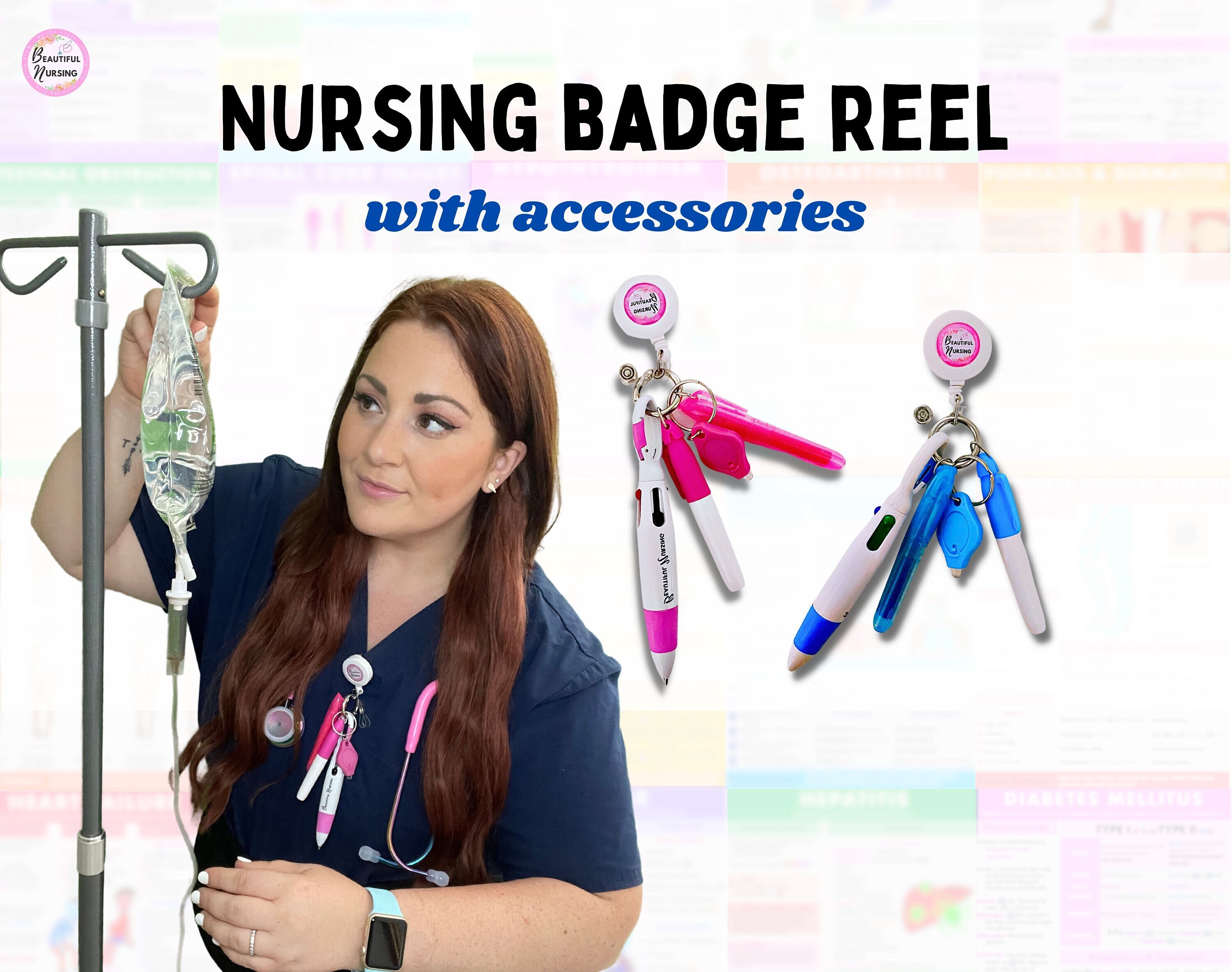 Buy Nurse Badge Reel W/ Accessories Nursing Reference Badge Cards Online in  India 