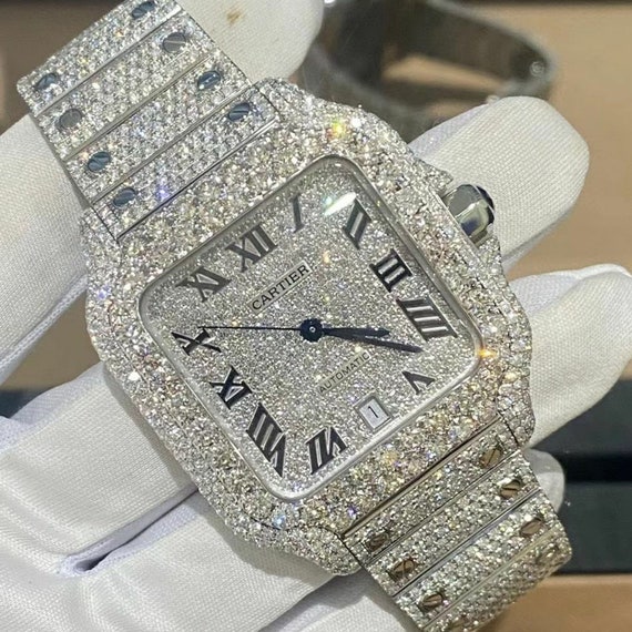 Cartier Santos Watch Natural Moissanite 