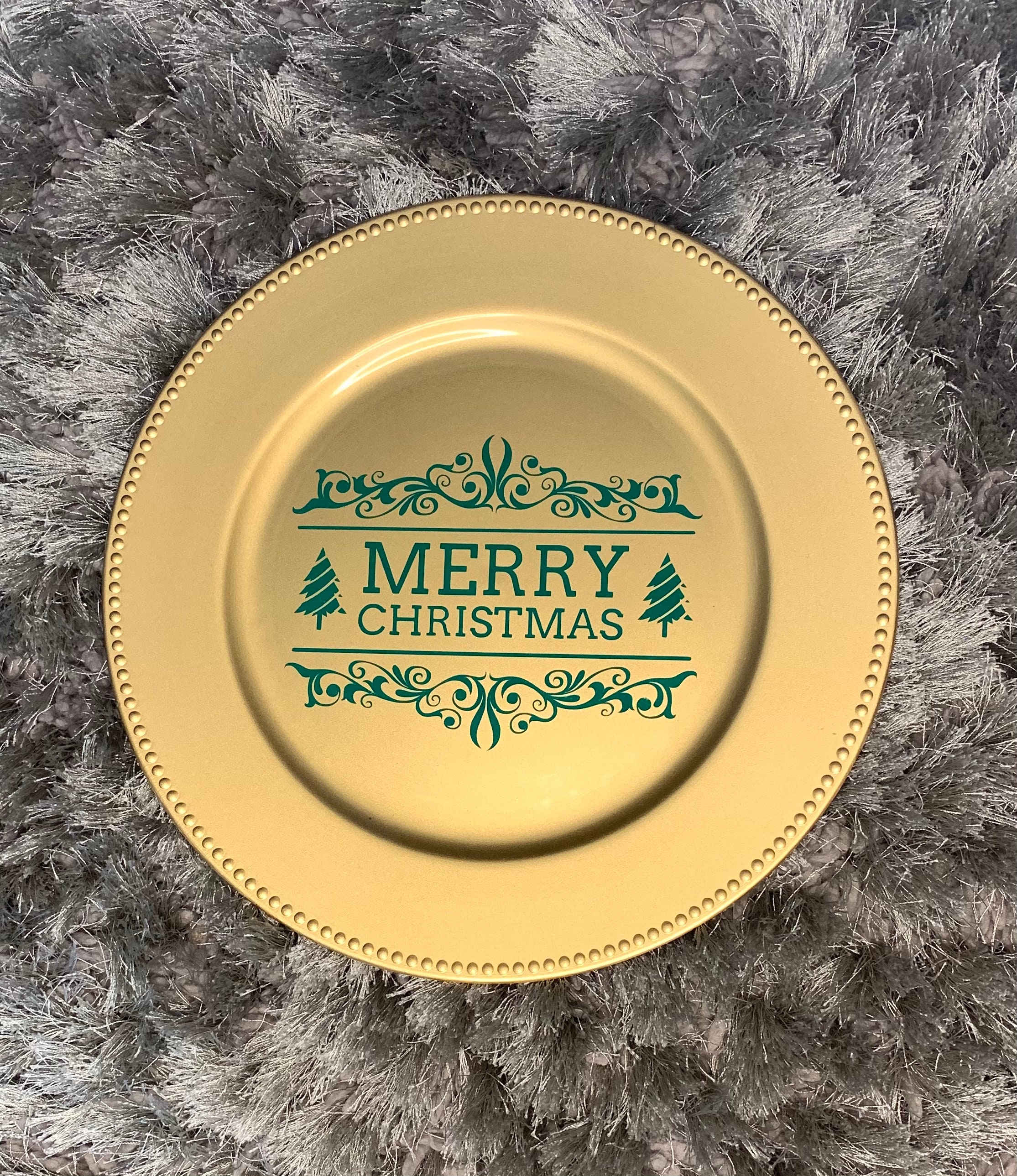 Merry Christmas charger plate /holiday decor/gold Etsy