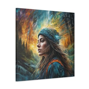 Captivating Fantasy Artwork: Portrait of a Lovely Girl against a Breathtaking Mountain Background - Ideal Gift for Art Enthusiasts