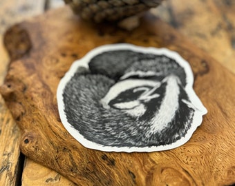 Adorable Sleeping Badger Sticker - Durable Vinyl Illustration, Perfect for Laptops & Notebooks, Unique Animal Lover Gift