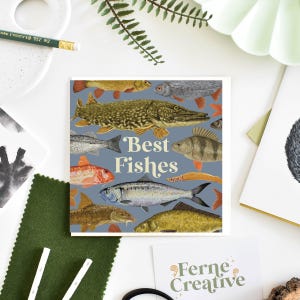 Carte de voeux vierge des meilleurs poissons | Fabriqué à la main et personnalisable | Parfait pour toute occasion Messages sincères