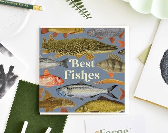 Beste Fische Blanko Grußkarte | Handgefertigt & Personalisierbar | Perfekt für jeden Anlass herzliche Botschaften