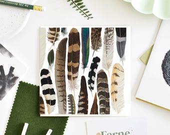 British Bird Feathers Textured Card - Handmade Greeting Card, Nature Inspired, Eco-Friendly, Perfect for Bird Lovers & Gifts