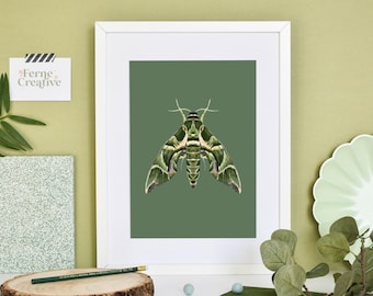 Oleander Hawk-Moth Green Print
