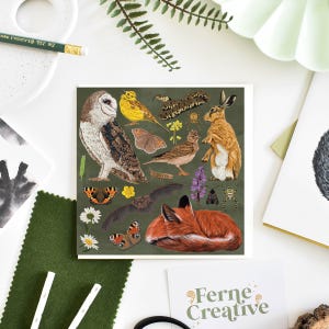 Wenskaart voor de Groet van het Wild van de Weide | Op de natuur geïnspireerde kaart voor elke gelegenheid | Milieuvriendelijke blanco kaart en unieke kunstafdruk