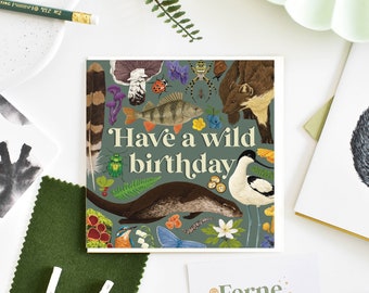 Wild Birthday Card, Wildlife card, Nature Card, Gift For Biologist, Otter card, Naturalist gift, Wildlife Wall Decor, British wildlife