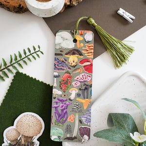 Illustrated Fungi Bookmark with Tassel | Eco-Friendly Book Lover Gift & Reading Accessory
