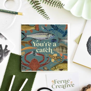 Kaart met thema You Are a Catch | Leuke wenskaart voor visliefhebbers en buitenliefhebbers