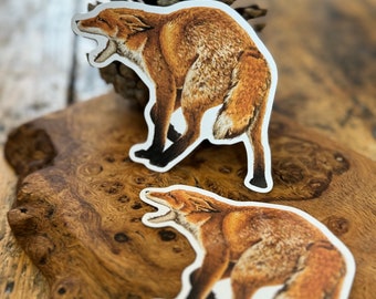 Hand-Drawn Fox Vinyl Sticker - Realistic Forest Creature Decal - Perfect for Notebooks & Bottles - Unique Wildlife Lover Gift