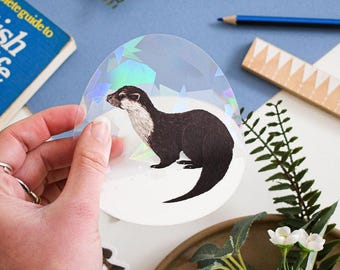 Eurasian Otter Rainbow Suncatcher Window Sticker, Rainbow maker, Suncatcher Decal, British WIldlife, Kids Decor, Nature Lover