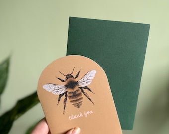 Great Yellow Bumblebee 'Thank you' Arched Card, Gift for beekeepers, bee lovers and a simple thank you to save the bees