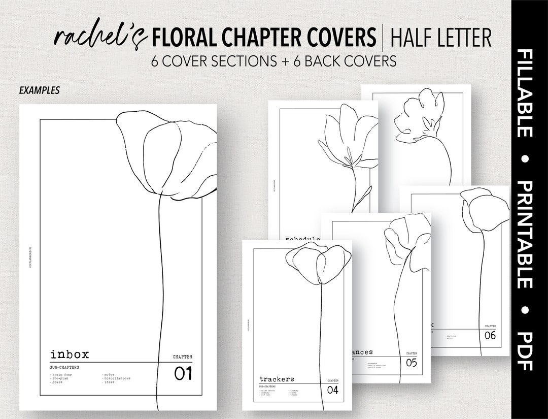 HALF LETTER *FILLABLE* Rachel's Floral Chapter Covers | Fillable ...