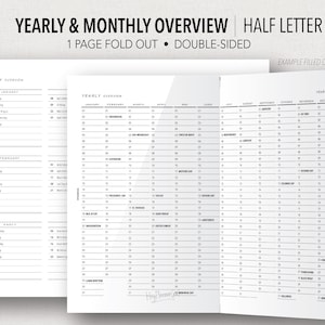 MEZZA LETTERA *COMPILABILI* Panoramica annuale/mensile Inserto pieghevole/Compilabile e stampabile/Inserto minimo