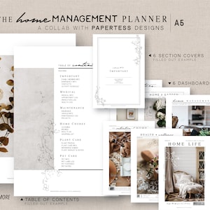 A5 *fillable* The HOME MANAGEMENT Planner Bundle |  A Collaboration with PapterTessDesigns | Fillable Printable