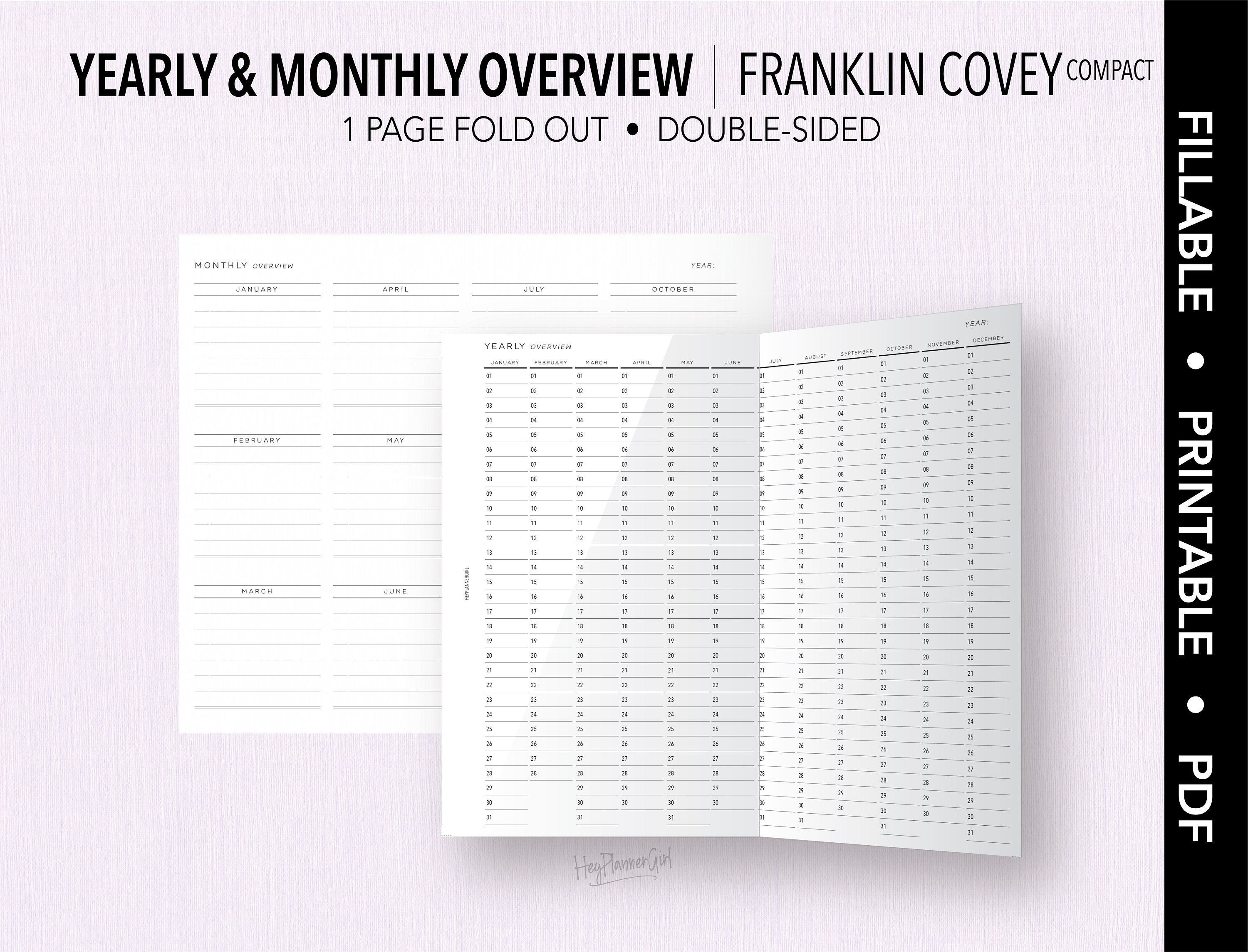 FRANKLIN COVEY Compact FILLABLE Yearly Monthly Overview Etsy