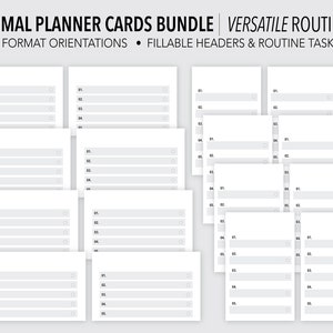 VERSATILE ROUTINE *FILLABLE* Minimal Planner Cards Bundle | Routine Cards | Task Cards | Fillable & Printable | Fits All Card Slots