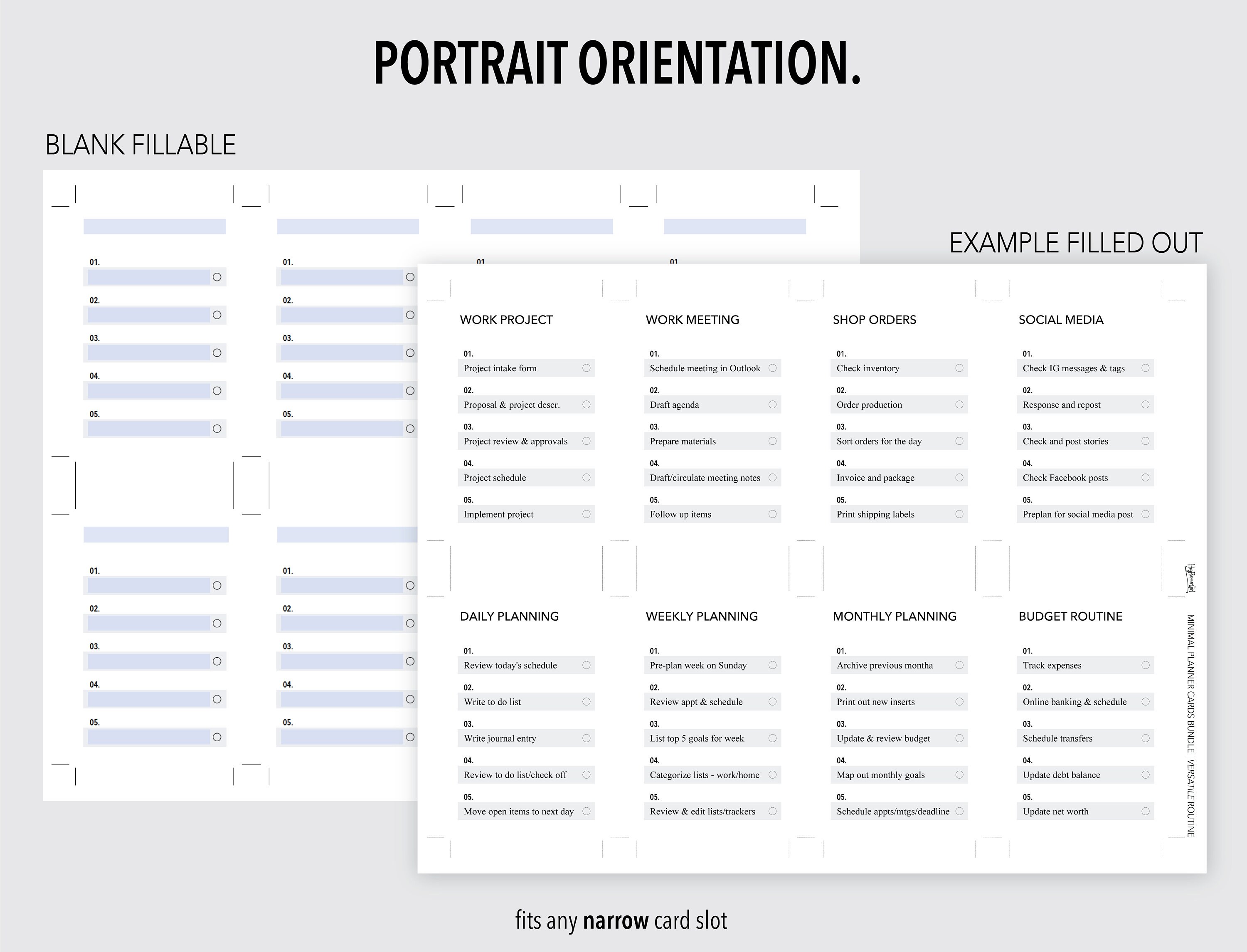 Team Leader Routine Card VERSATILE ROUTINE *FILLABLE* Minimal Planner Cards Bundle | Routine ...