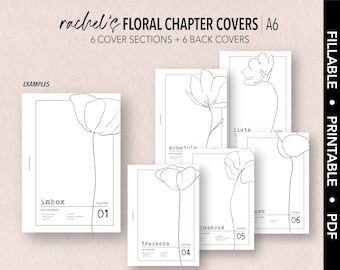 A6 *FILLABLE* RACHEL'S FLORAL Chapter Covers | Fillable & Printable | 6 Cover Sections