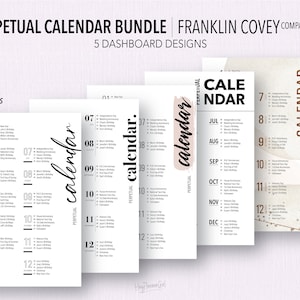 Ensemble compact calendrier perpétuel *REMPLISSABLE* FRANKLIN COVEY | A remplir et à imprimer | 5 modèles | Anniversaires et anniversaires
