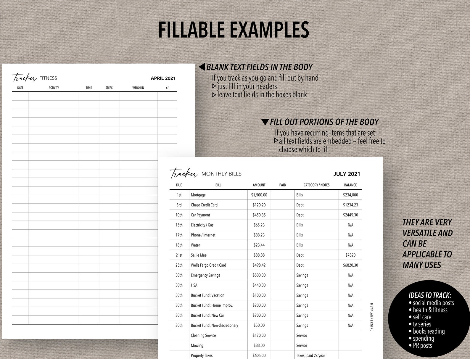 Fillable Ranking List PERSONAL WIDE *FILLABLE* Versatile Categorized List Tracker | Fillable ...