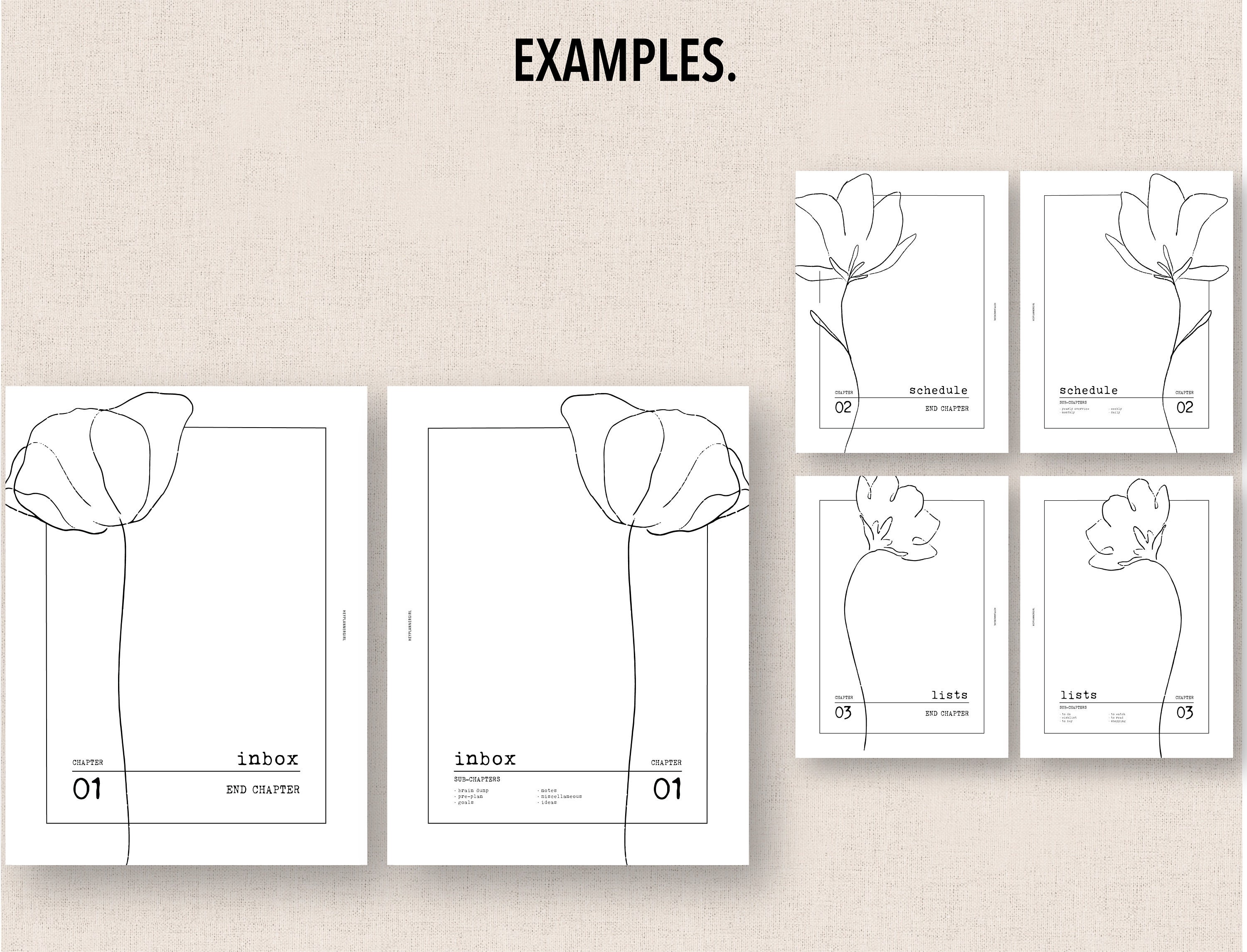 Floral Chapter Page Design CLASSIC HP *FILLABLE* Rachel's Floral Chapter Covers | Fillable ...