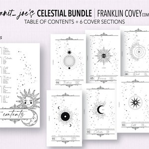 フランクリン コヴィー コンパクト *記入可能* PlanIt_Joe の天体バンドル | 記入可能 & 印刷可能 | 目次 + 6 つの表紙セクション