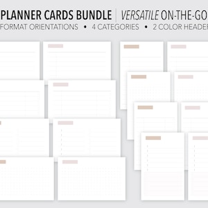 VEELZIJDIGE bundel voor onderweg *VULBAAR* Plannerkaarten | Gemarkeerde kopteksten | Minimaal | Portemonneekaarten | 4 categorieën | Past op alle kaartsleuven