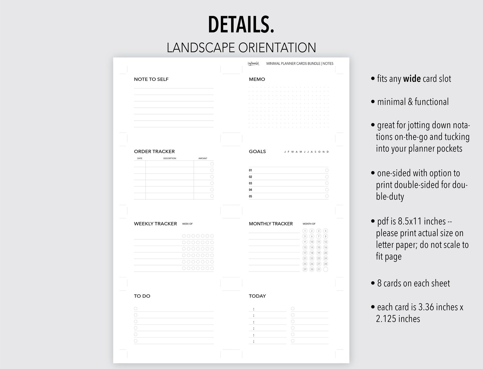 NOTES MINIMAL PRINTABLE Planner Cards Bundle Note Taking - Etsy