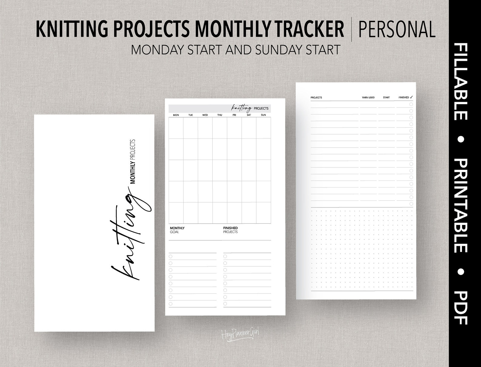 PERSONAL FILLABLE KNITTING Projects Monthly Tracker - Etsy