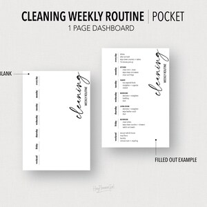 TASCA *RIEMPIBILE* Inserto di routine settimanale per la pulizia / Riempibile e stampabile / Inserto minimo