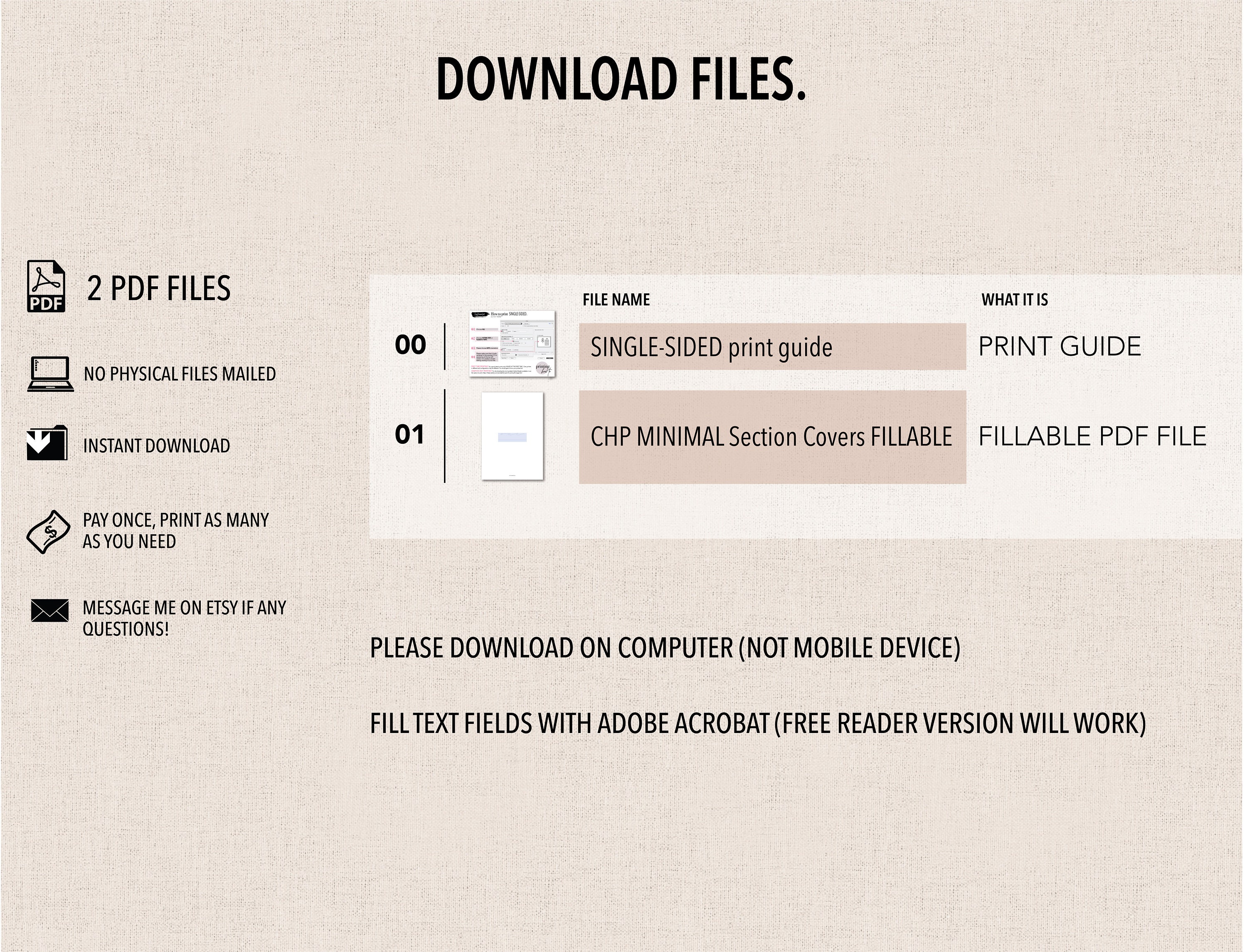 CLASSIC HP *FILLABLE* {minimal} Section Covers | Fillable & Printable ...