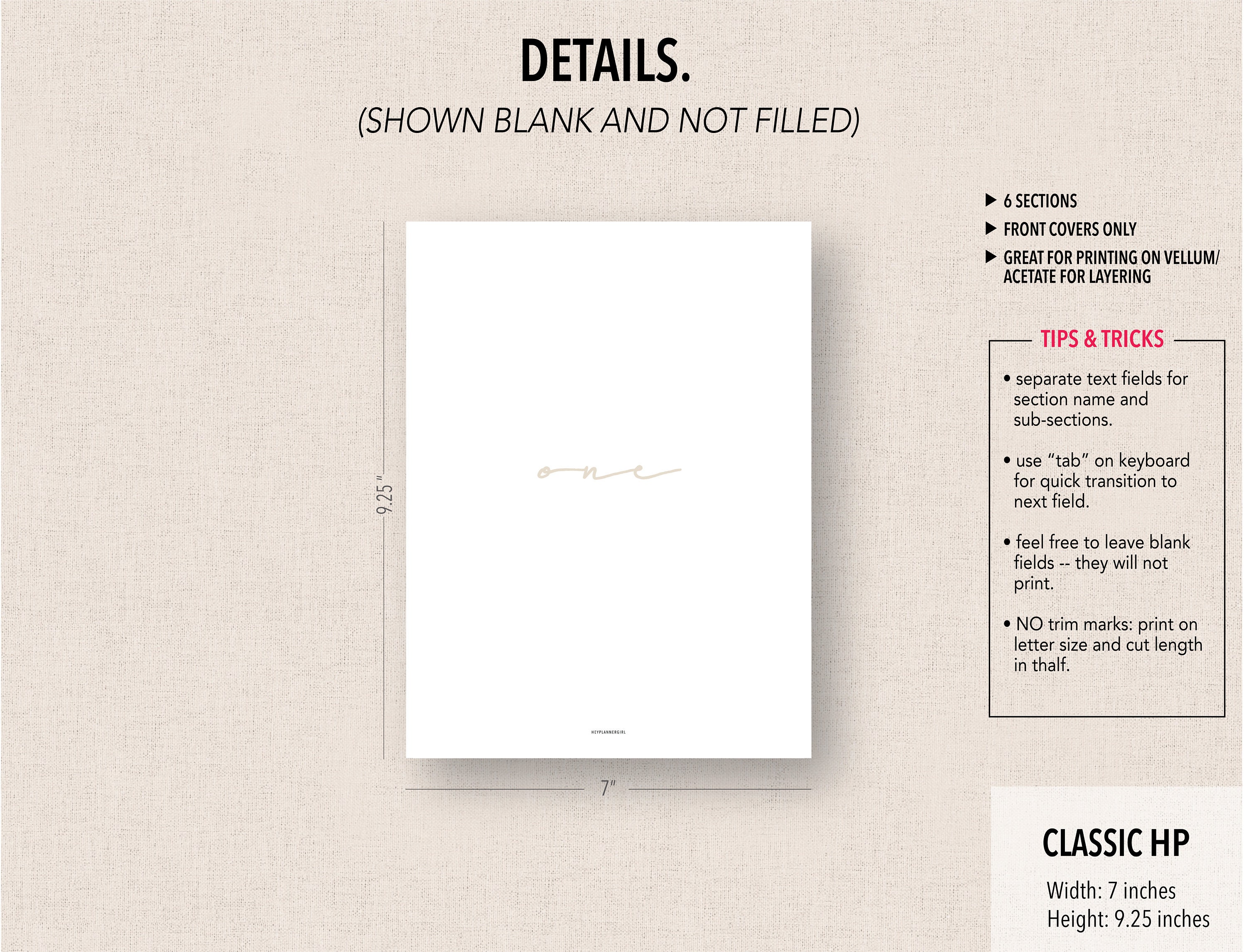 CLASSIC HP *FILLABLE* {minimal} Section Covers | Fillable & Printable ...