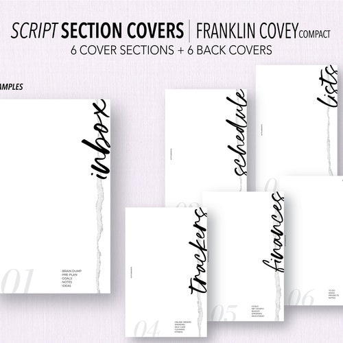 FRANKLIN COVEY Compact FILLABLE script Section Covers - Etsy