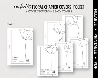POCKET *FILLABLE* RACHEL'S Floral Chapter Covers | Fillable & Printable | 6 Cover Sections
