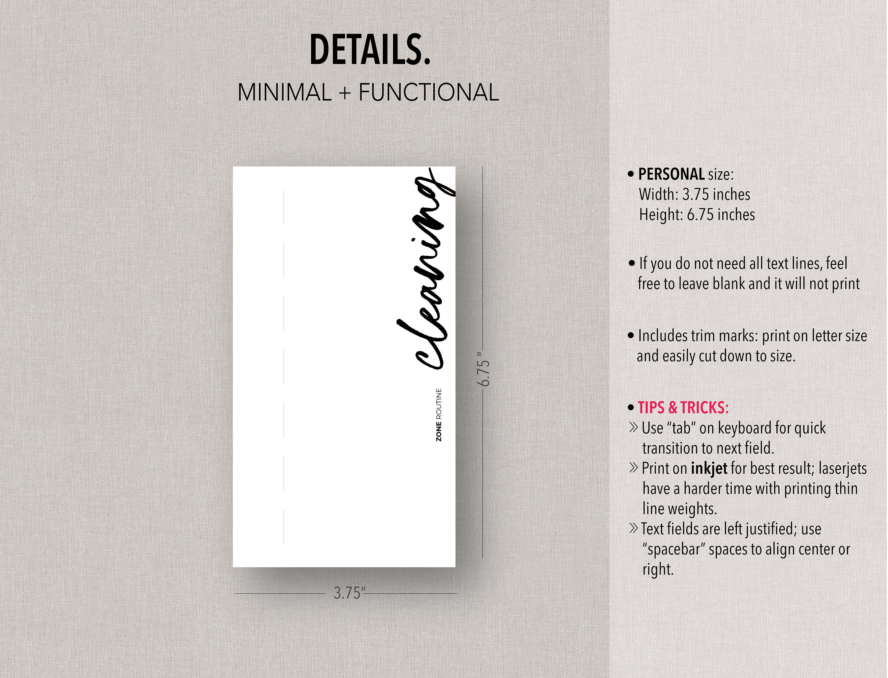 PERSONAL *FILLABLE* Cleaning ZONE Routine Insert | Fillable & Printable ...