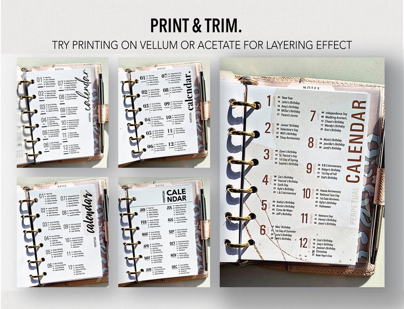 POCKET FILLABLE PERPETUAL Calendar Bundle Fillable & Etsy