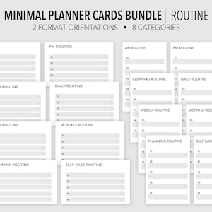 ROUTINE MINIMAL *FILLABLE*  Planner Cards Bundle | Routine Cards | Task Cards | Fillable & Printable | Fits All Card Slots